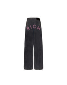 Jeans super baggy in denim nero con lettering "RICH" Jeans