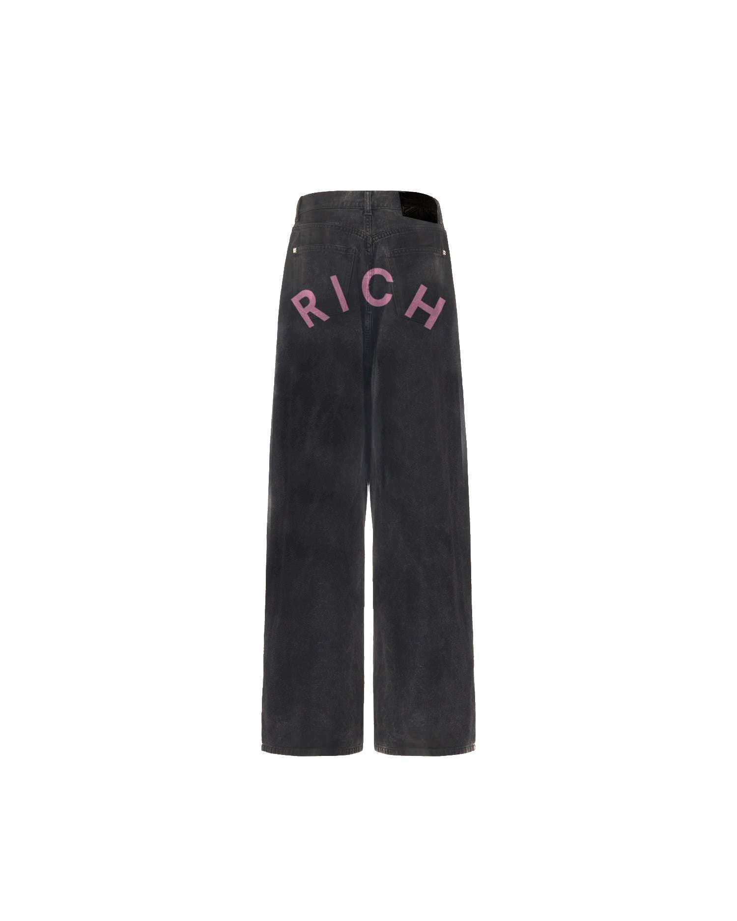 Jeans super baggy in denim nero con lettering "RICH" Jeans