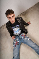 Men's jeans with applied patches and decorative details Jeans