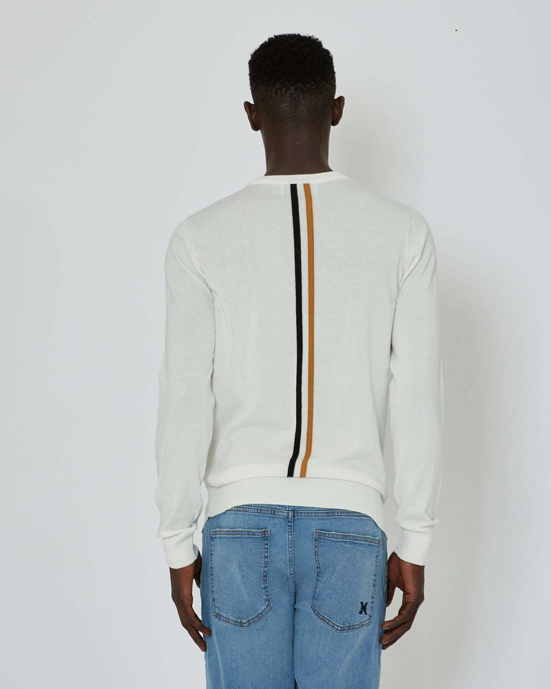 Sweater with contrasting logo on the front and two-tone band on the back