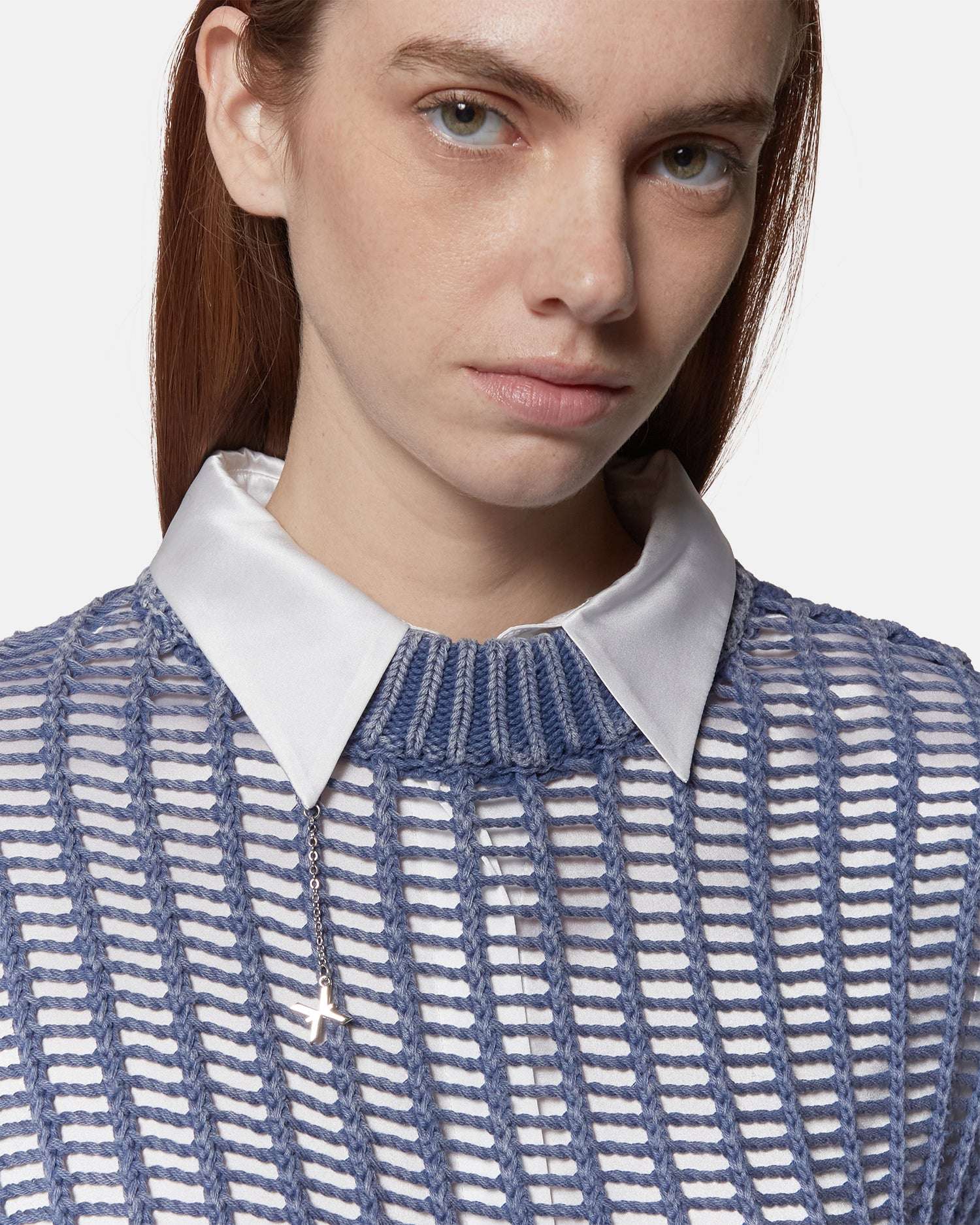 Maglia traforata blu Maglia