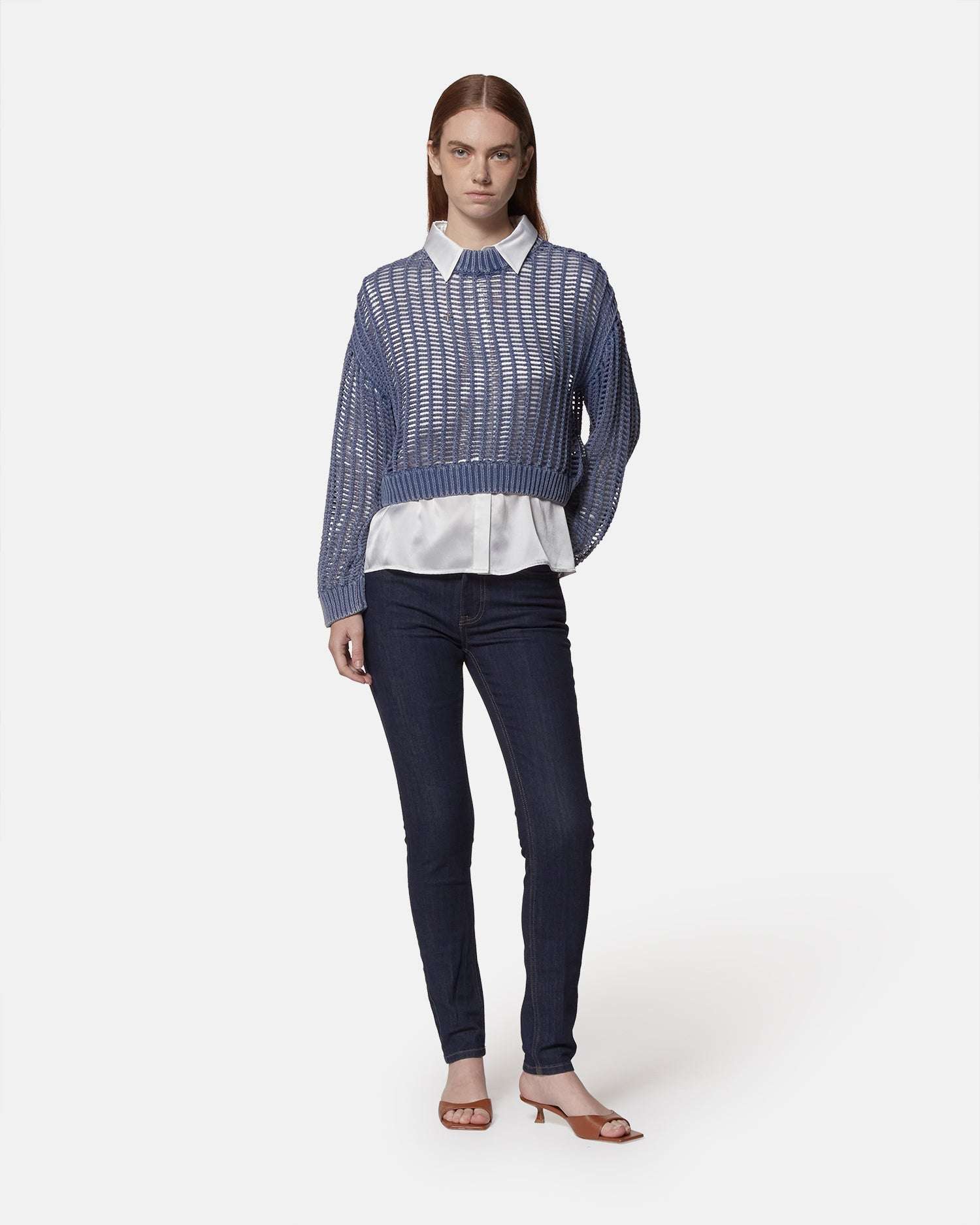 Maglia traforata blu Maglia