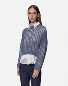 Maglia traforata blu Maglia