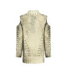 Off-the-shoulder sweater with woven knit