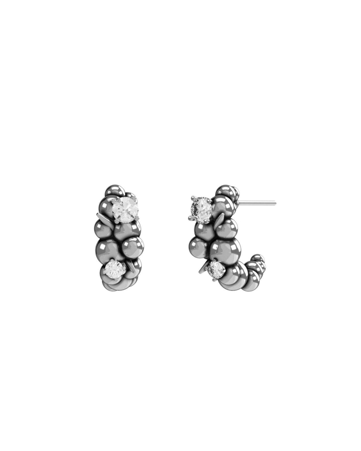 Hoop earrings with spheres and diamonds