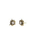 Earrings with pointed spheres and gold diamonds