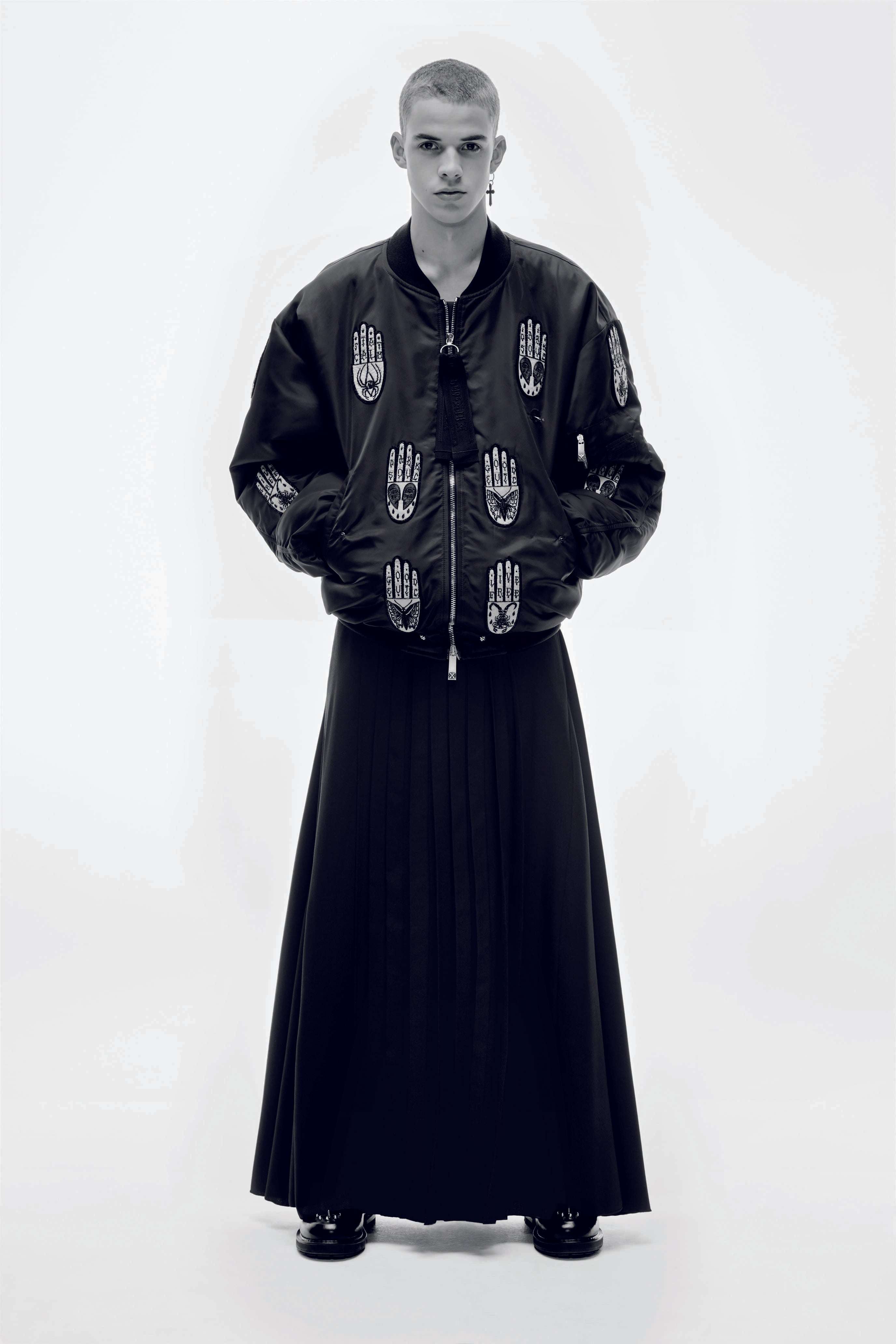 Pantalone nero con pannello effetto gonna Pantaloni