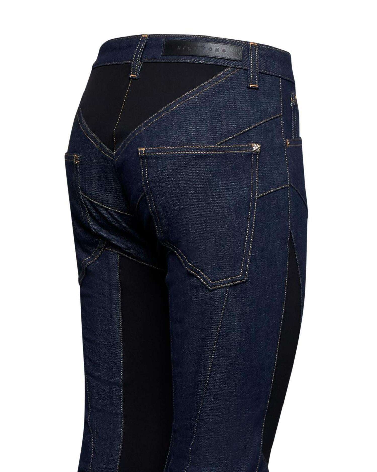 Pantalone Svasato con Inserti Jeans
