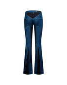 Pantalone Svasato con Inserti Jeans