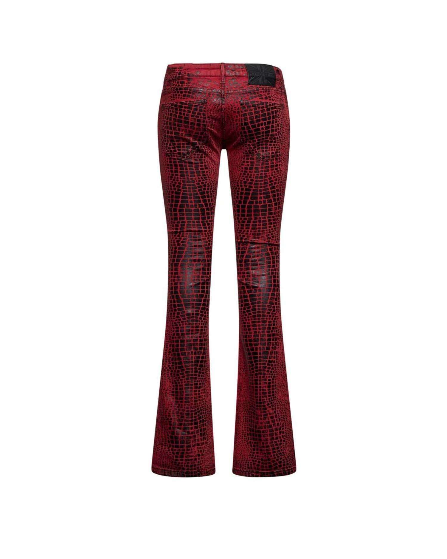Pantalone Svasato con Stampa Effetto Animalier Jeans