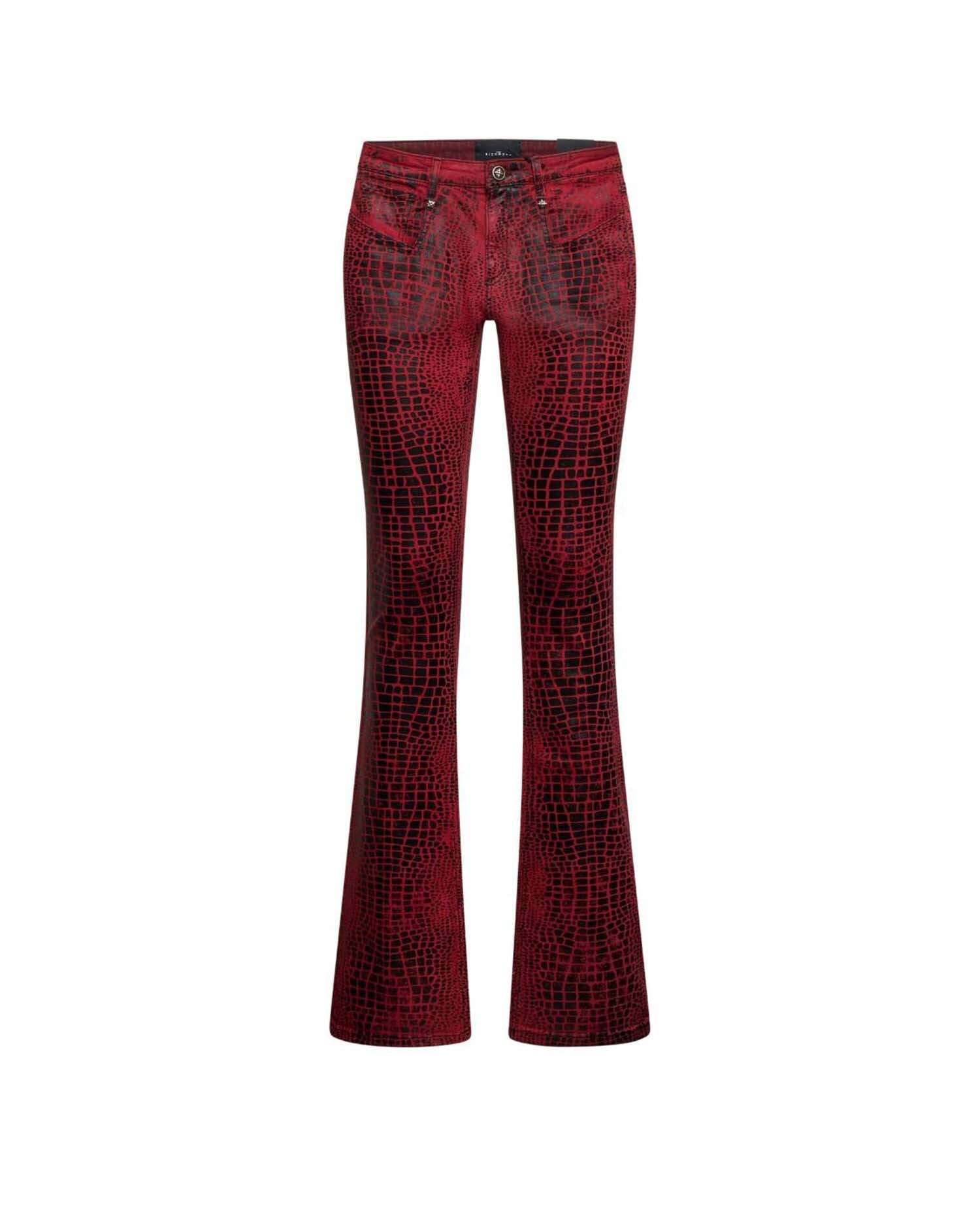 Pantalone Svasato con Stampa Effetto Animalier Jeans