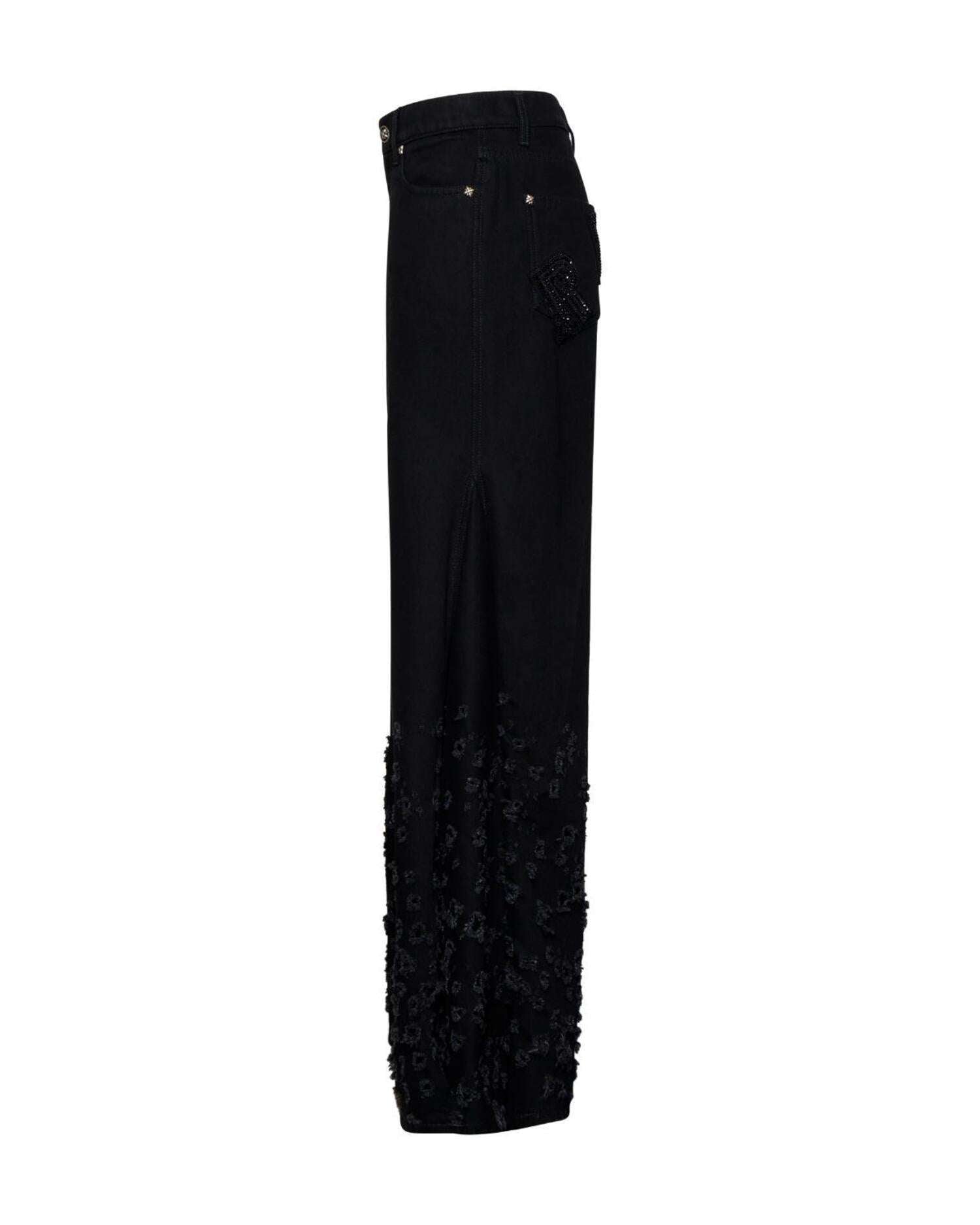 Pantalone uomo nero a zampa con dettagli decorativi Jeans
