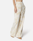 Pantaloni ampi tie-dye beige con vita regolabile Pantaloni