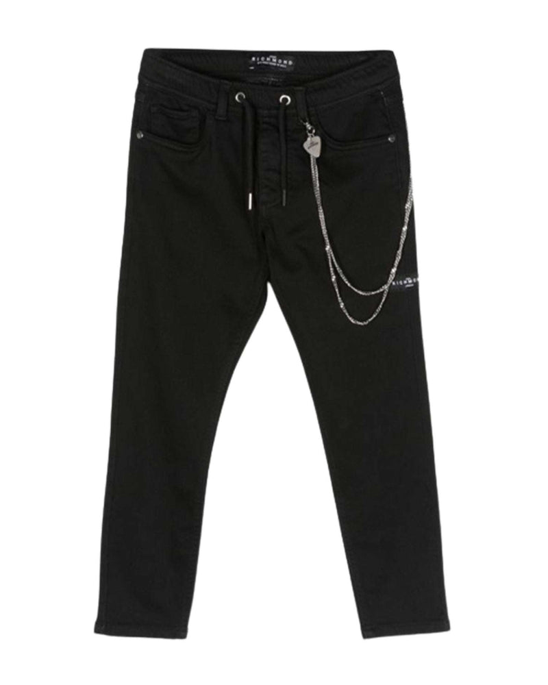 Trousers with removable chain