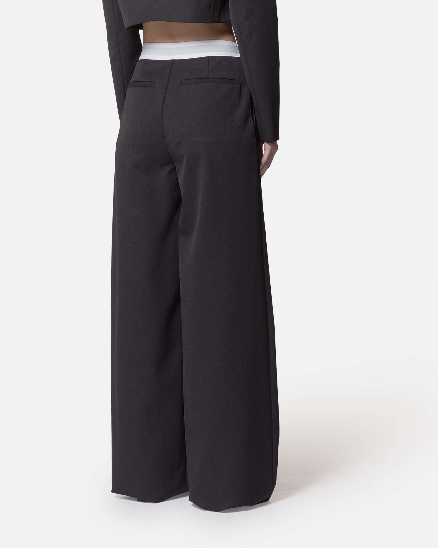 Pantaloni neri a gamba larga con vita elastica logo Richmond X Pantaloni