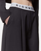 Pantaloni neri a gamba larga con vita elastica logo Richmond X Pantaloni