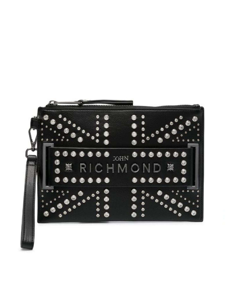 Clutch bag with logo and studs