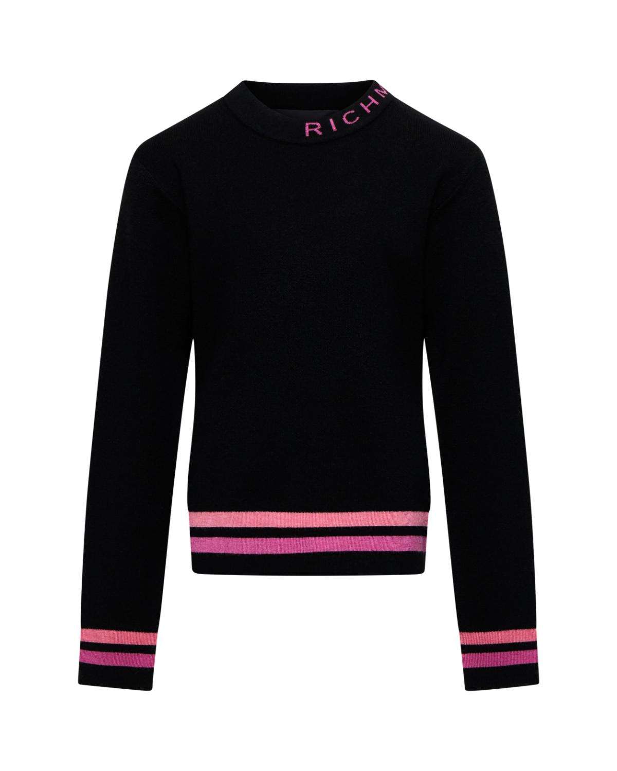 Pullover con righe a contrasto su fondo e polsi Maglia