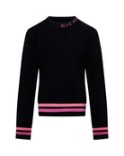 Pullover con righe a contrasto su fondo e polsi Maglia