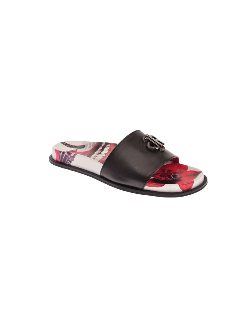 Sandal with wide strap with metallic JR logo