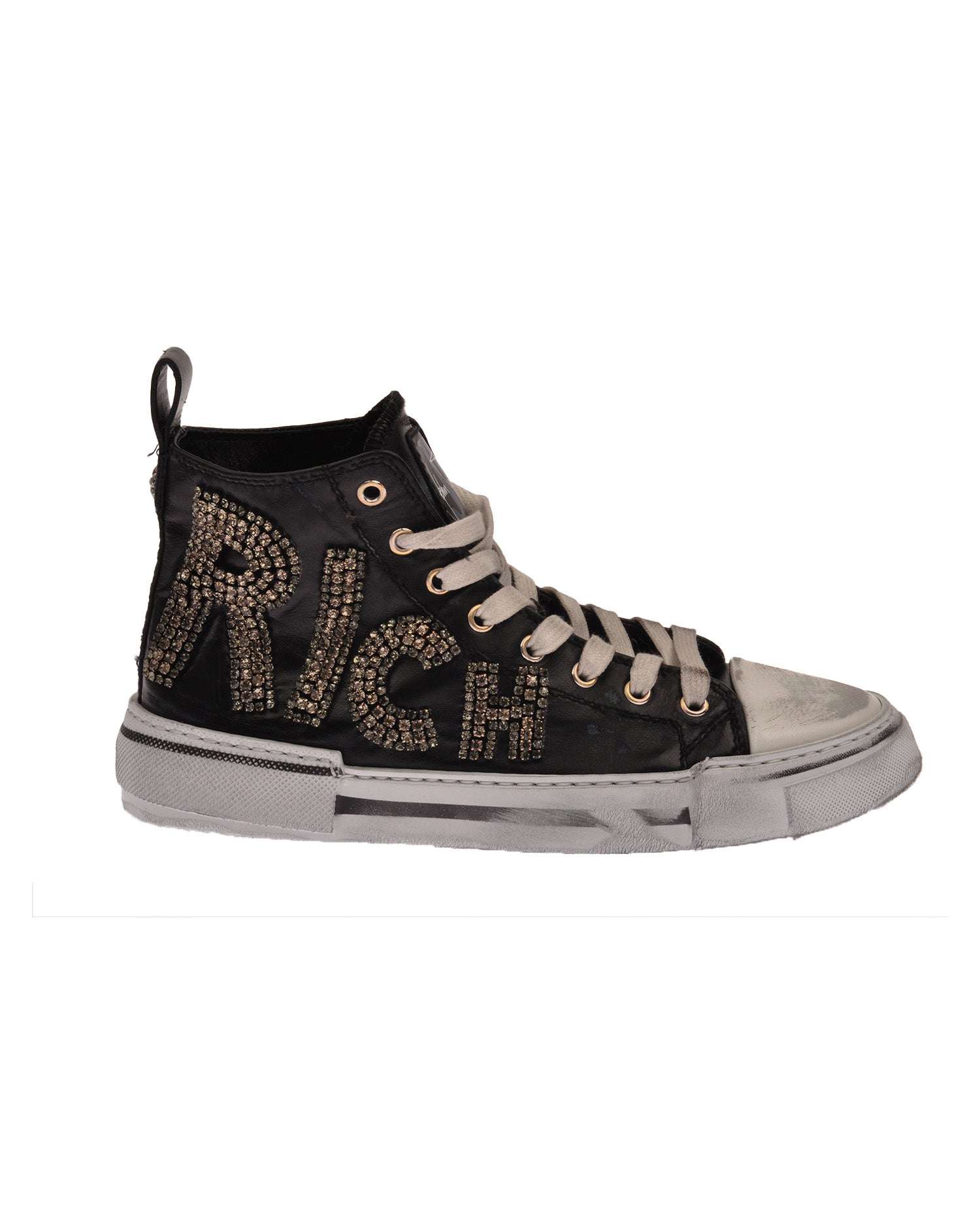 Sneakers alte con lettering gioiello e stile urban chic Scarpa