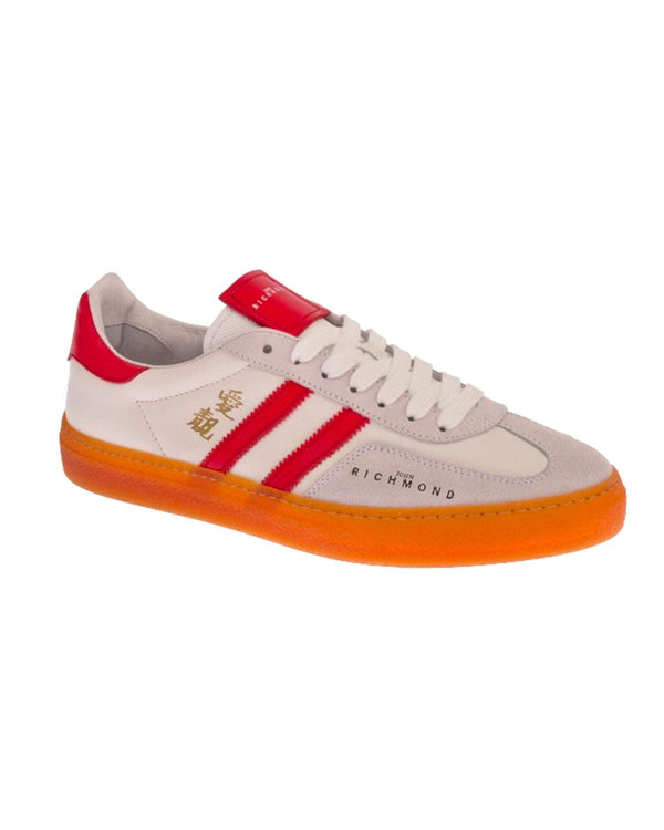 Tricolor sneakers with logo and side bands