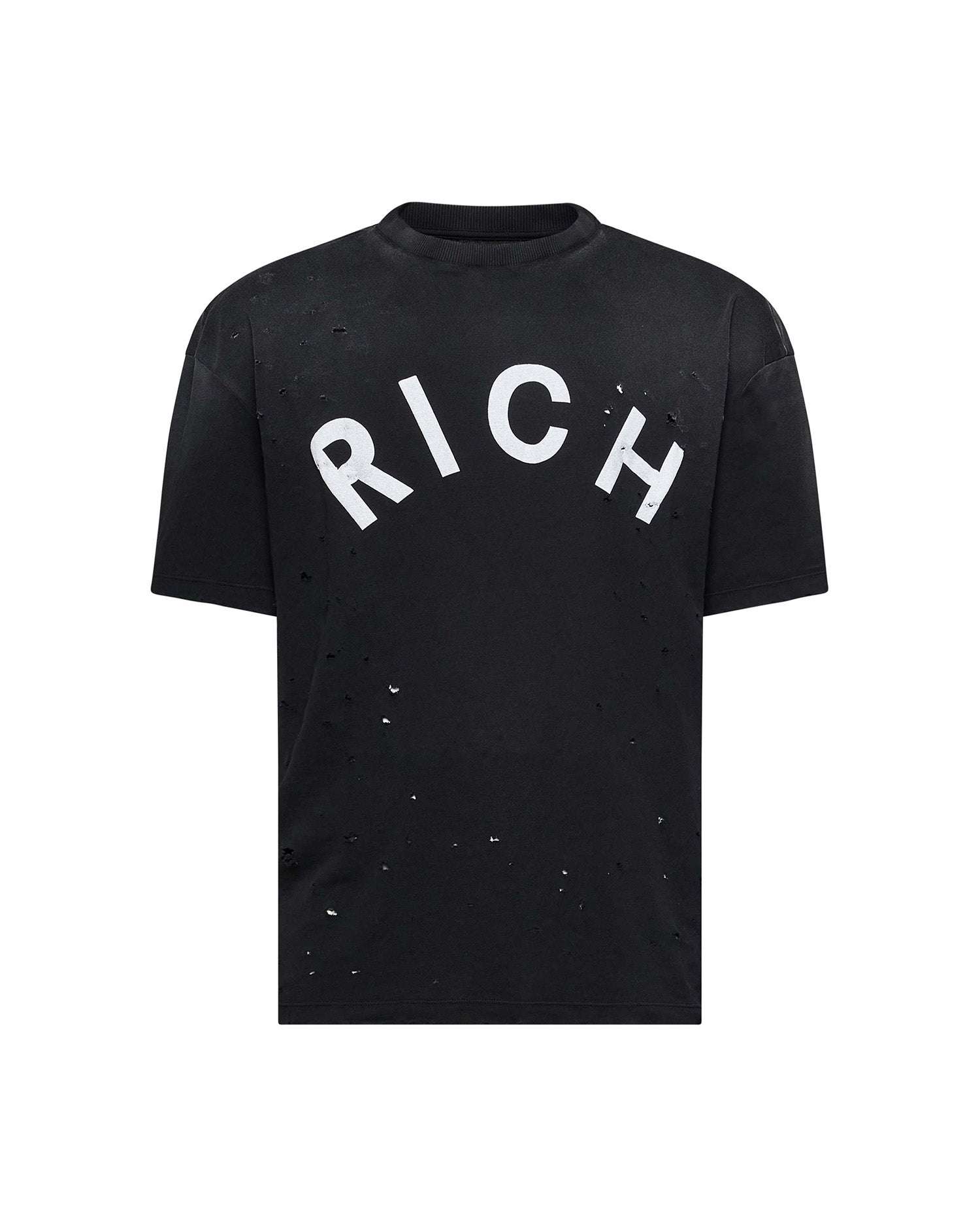 T-shirt con Scritta Frontale e Effetto Usurato T-Shirt