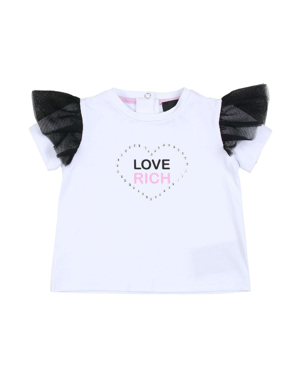 T-shirt con volant a tulle e lettering T-Shirt