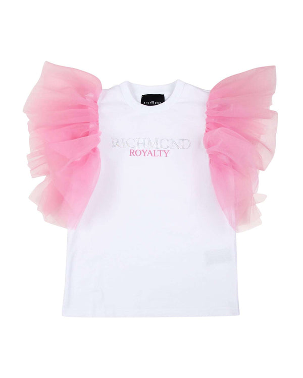T-shirt con volant in tulle