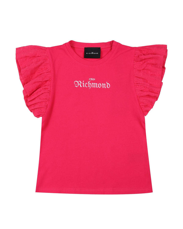 T-shirt with embroidered ruffles