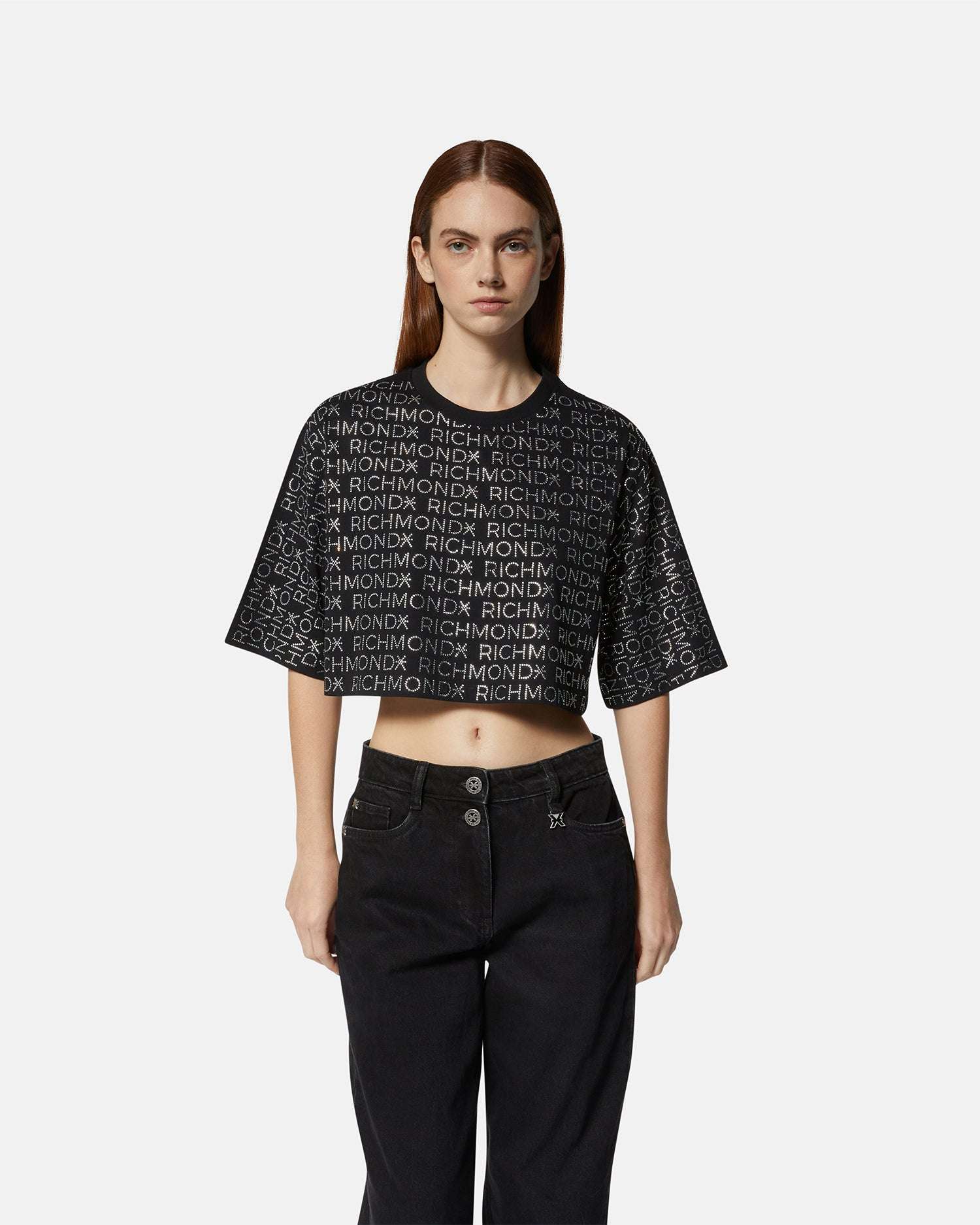 T-shirt cropped con logo all-over Richmond T-shirt