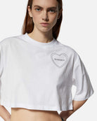 T-shirt da donna crop in 100% cotone con ricamo T-shirt