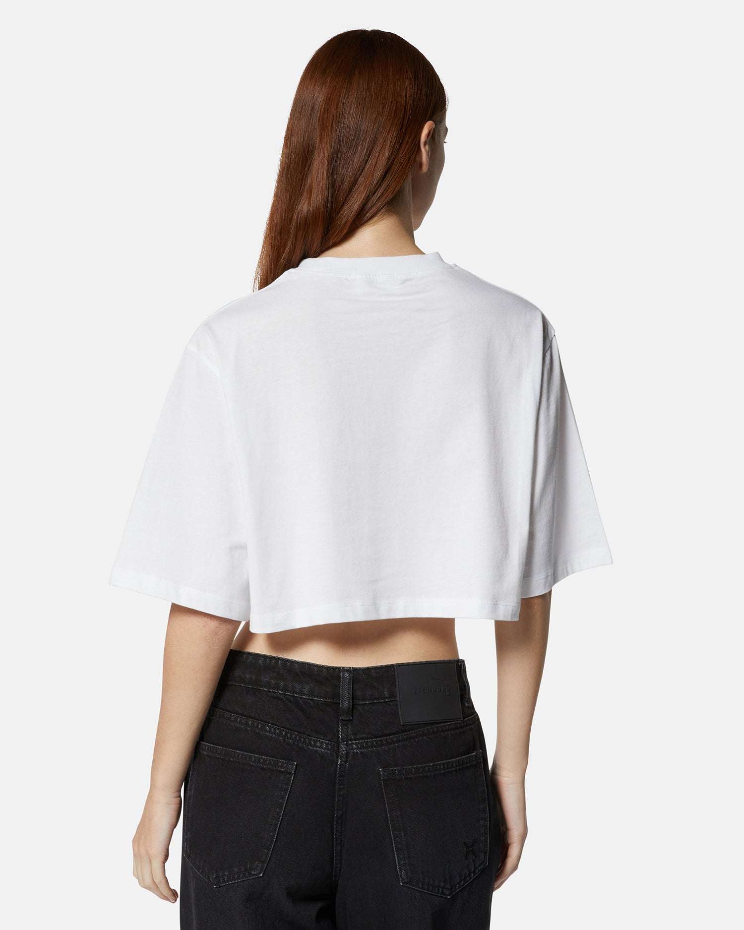 T-shirt da donna crop in 100% cotone con ricamo T-shirt