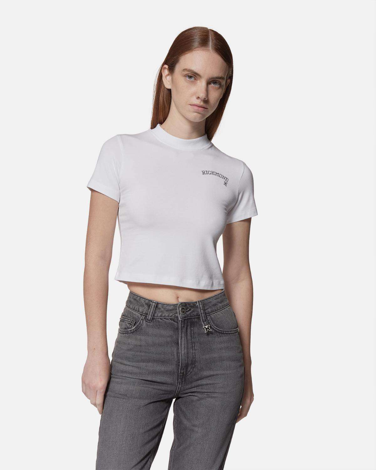 T-shirt da donna crop in 100% cotone T-shirt