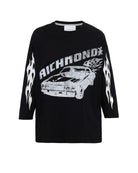 T-shirt nera oversize con stampa auto e fiamme Richmond X T-Shirt