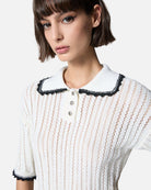 White striped top with collar and buttons Top
