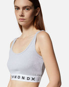 Top corto grigio con fascia elastica e logo Richmond X Top