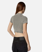 Top cropped a costine grigio con maniche corte T-shirt