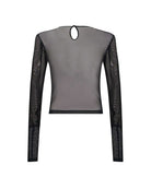 Top trasparente con dettagli gioiello ricamati T-Shirt