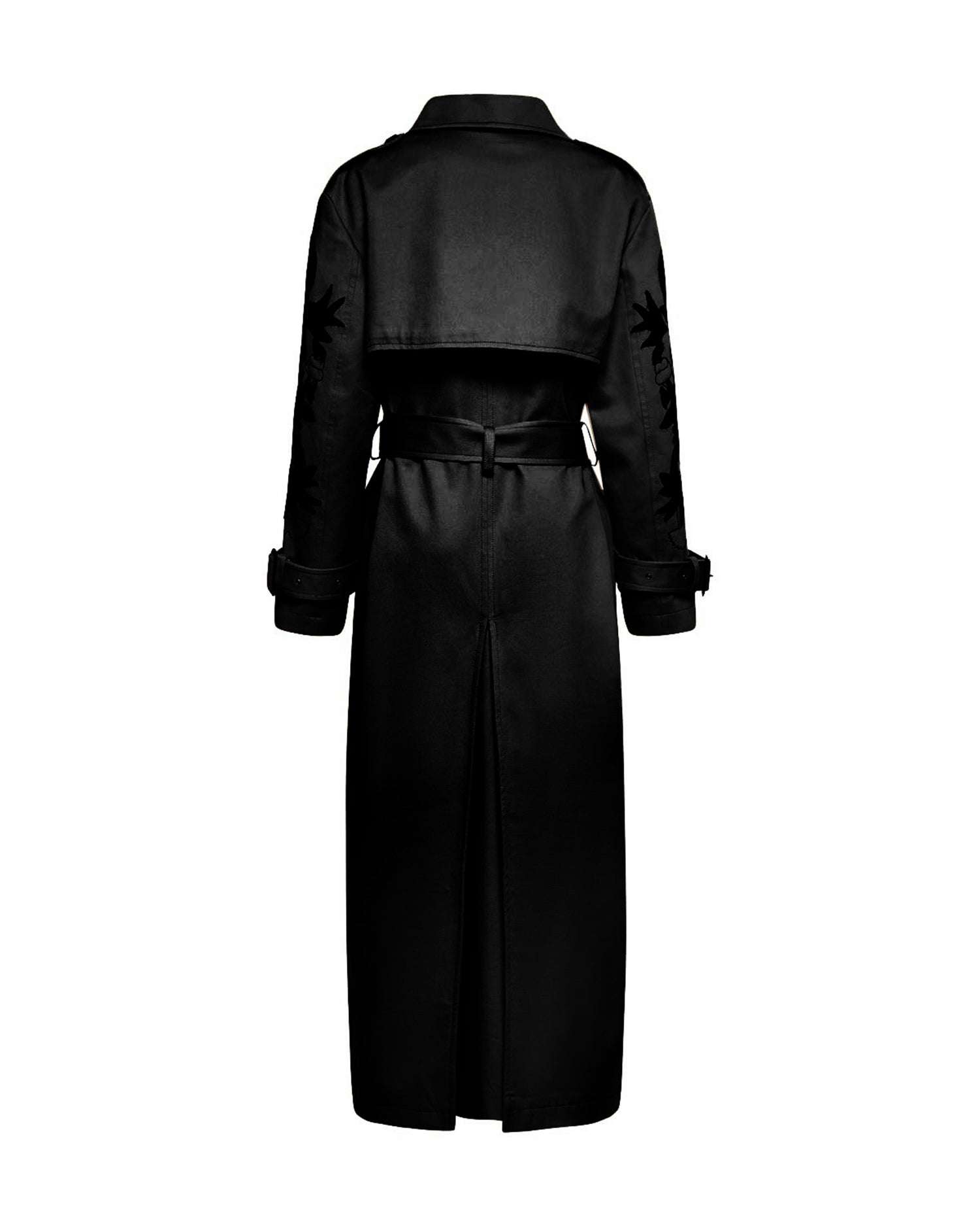 Trench con Ricamo Grafico sulle Maniche Capispalla