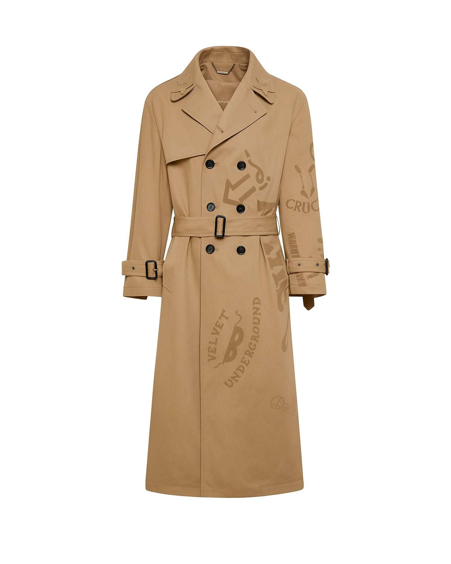 Trench lungo doppiopetto con cintura Capispalla