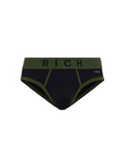 Tripack slip vita bassa con logo RICH e cuciture a contrasto