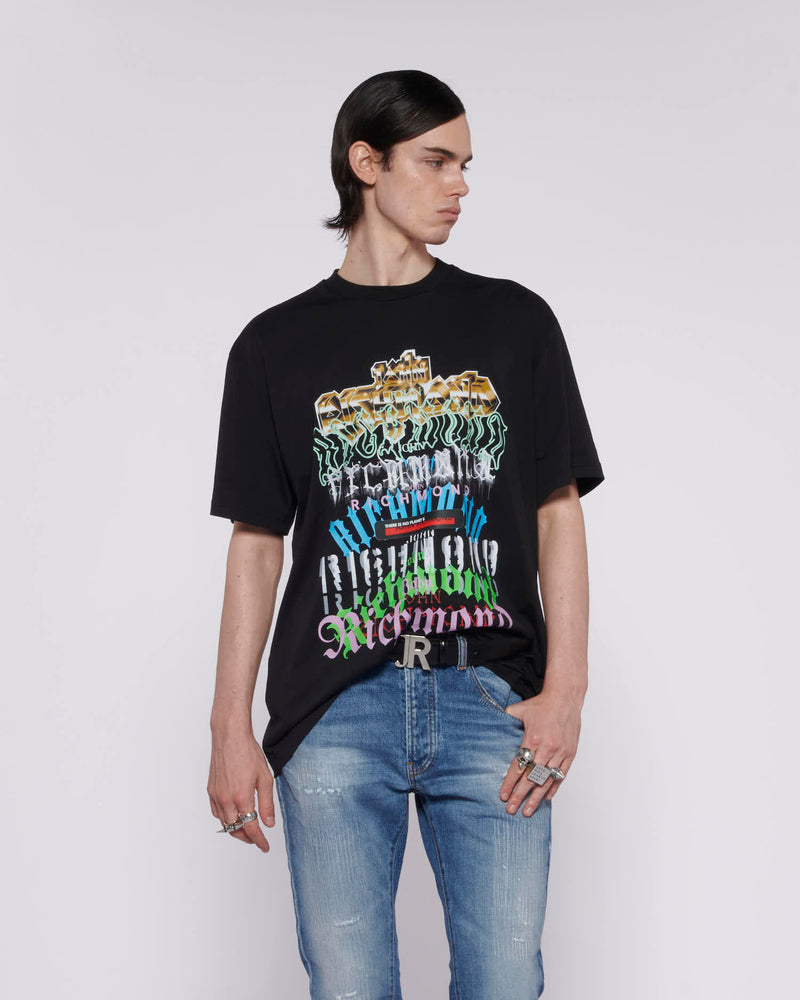 T-shirt over con stampa multicolor sul davanti