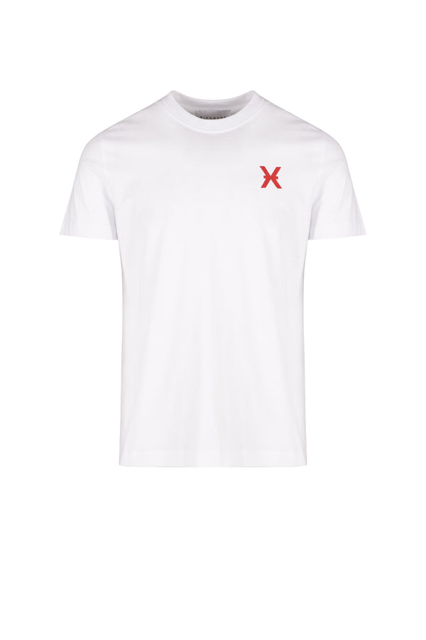 T-shirt con logo a contrasto sul davanti e logo