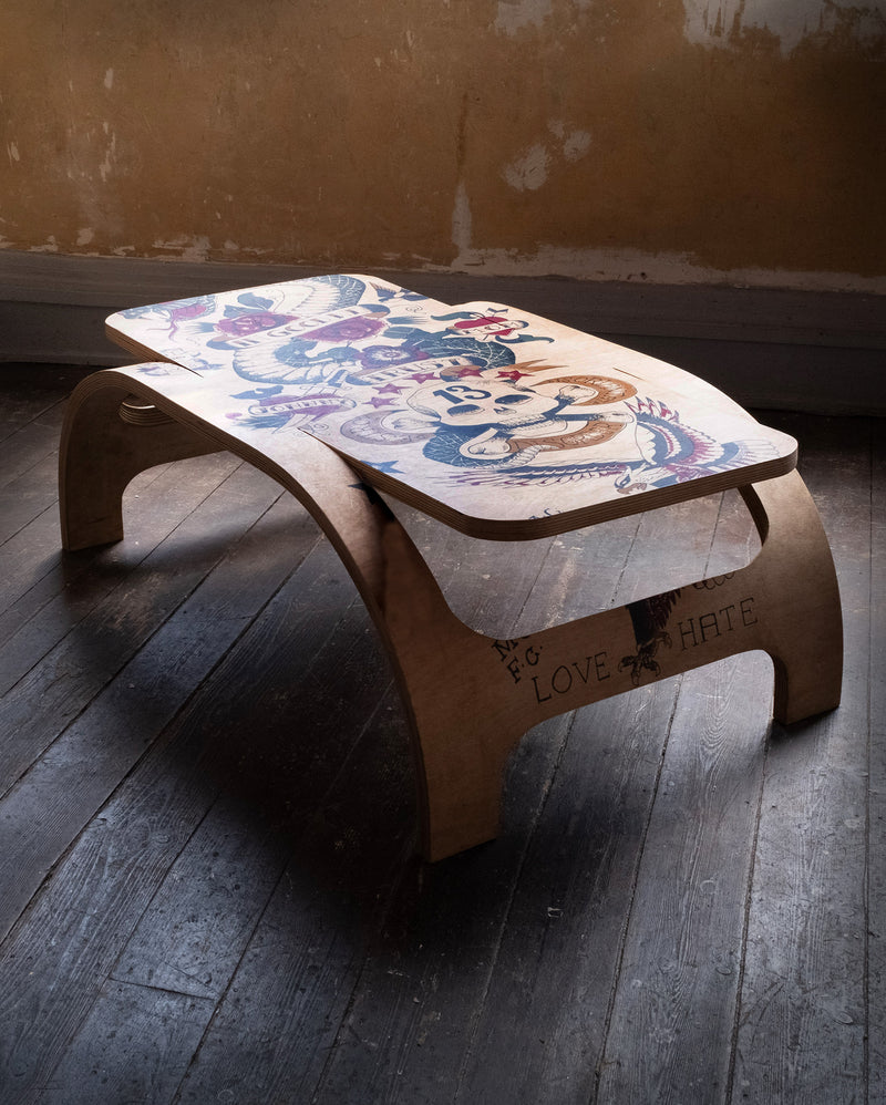 Plywood coffee table, designed by Tim Sheward and Andy mcguigan.